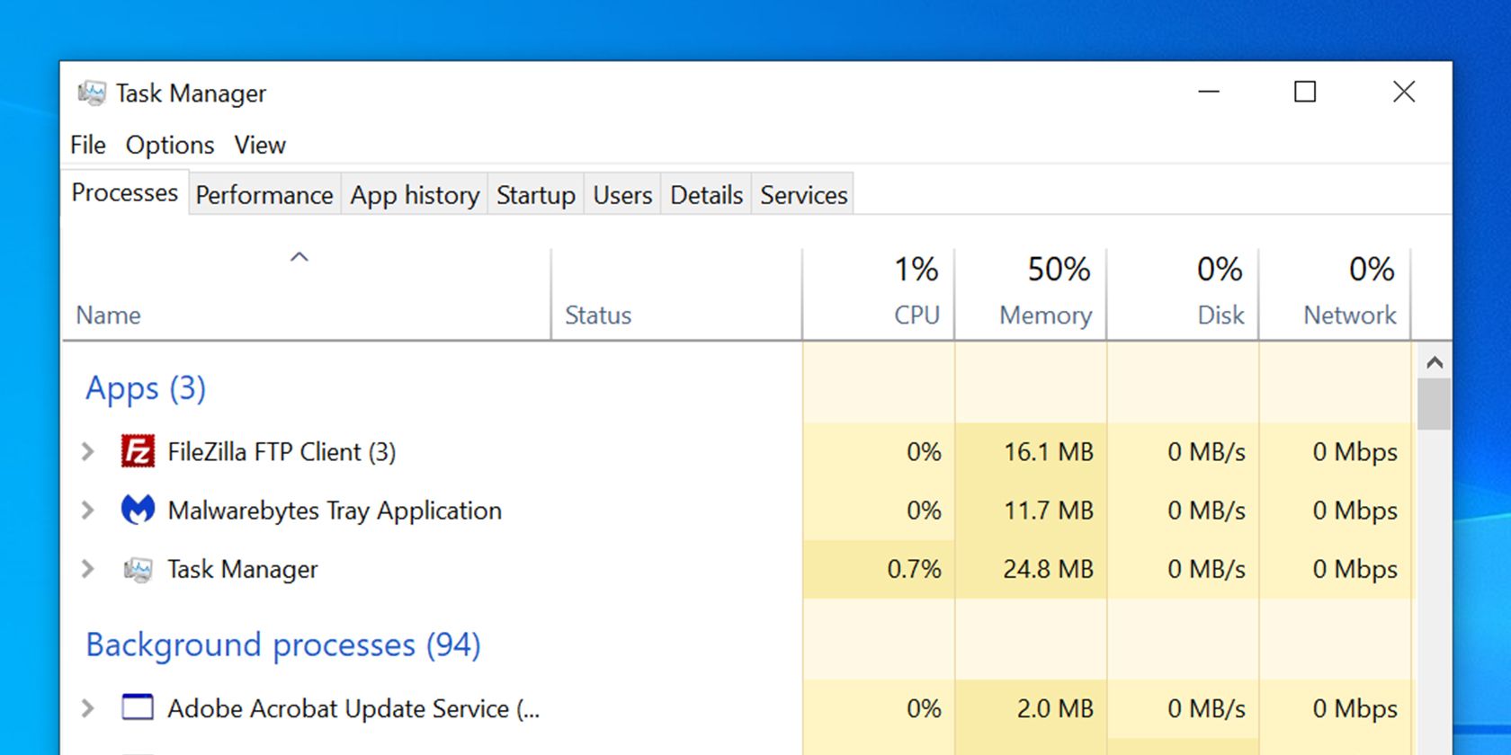 Ways to open Task Manager on Windows 10