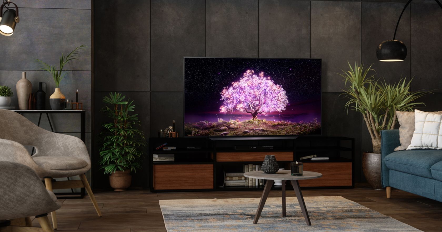 LG C1 OLED TV in the living room