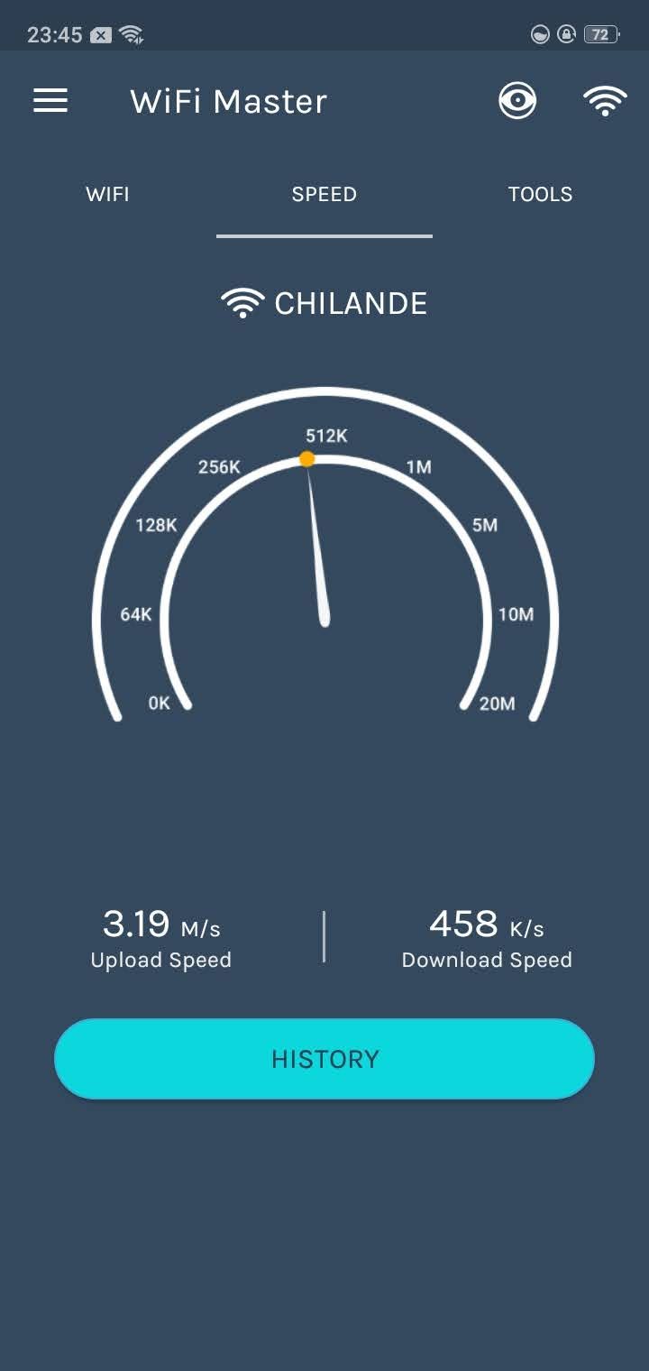 speed test on Wi-Fi route master