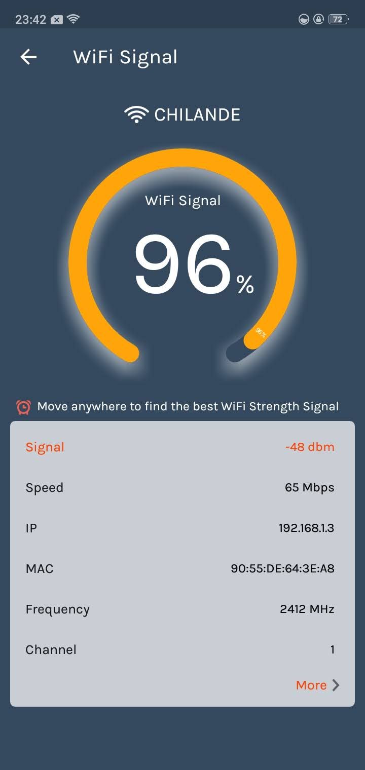 Signal strength on Wi-Fi route master