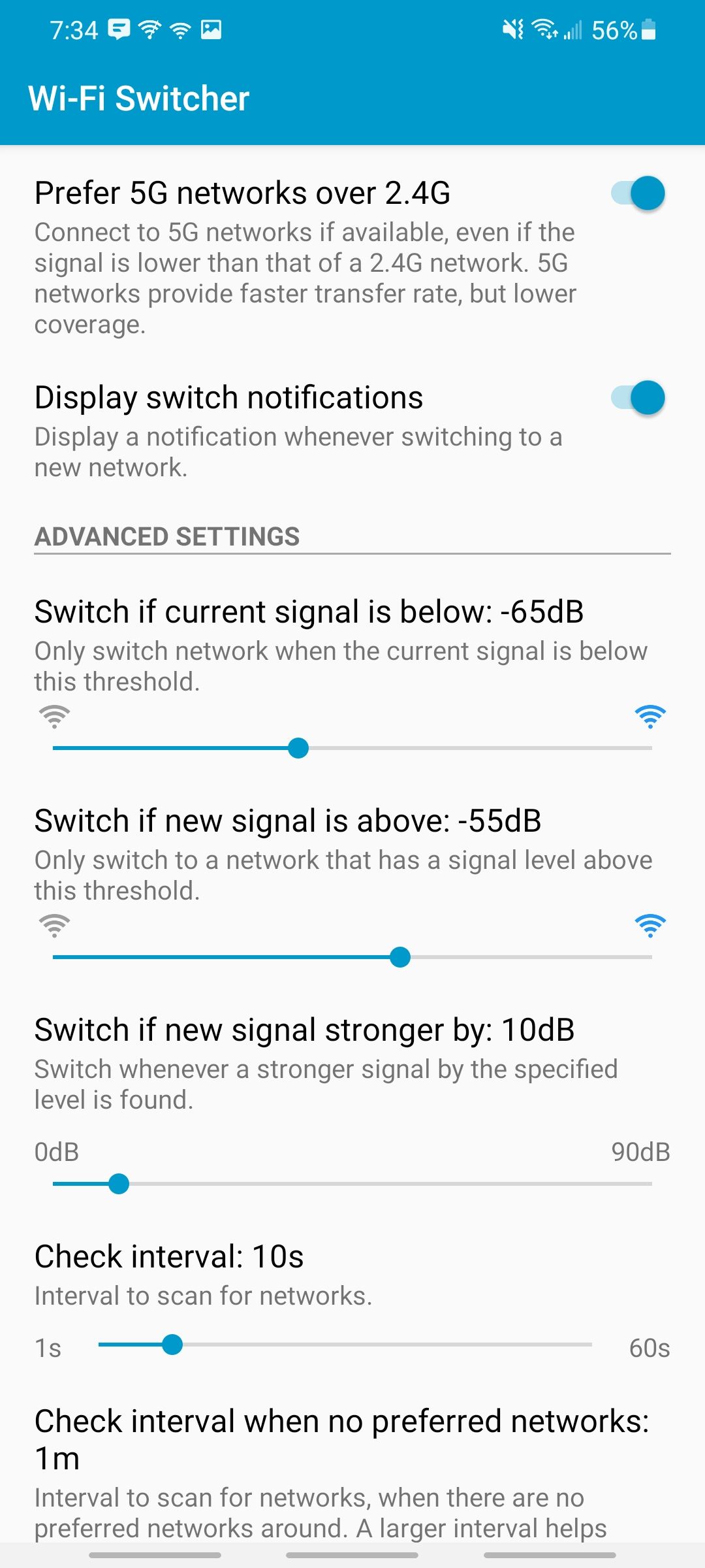 wifi switcher app settings