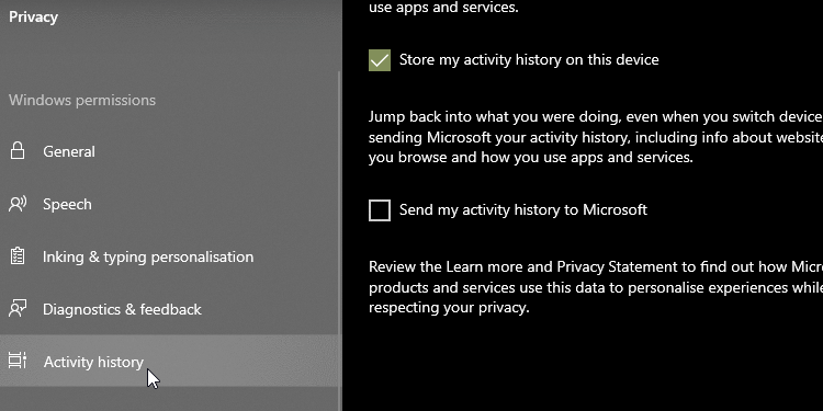 Windows 10 Activity Sidebar