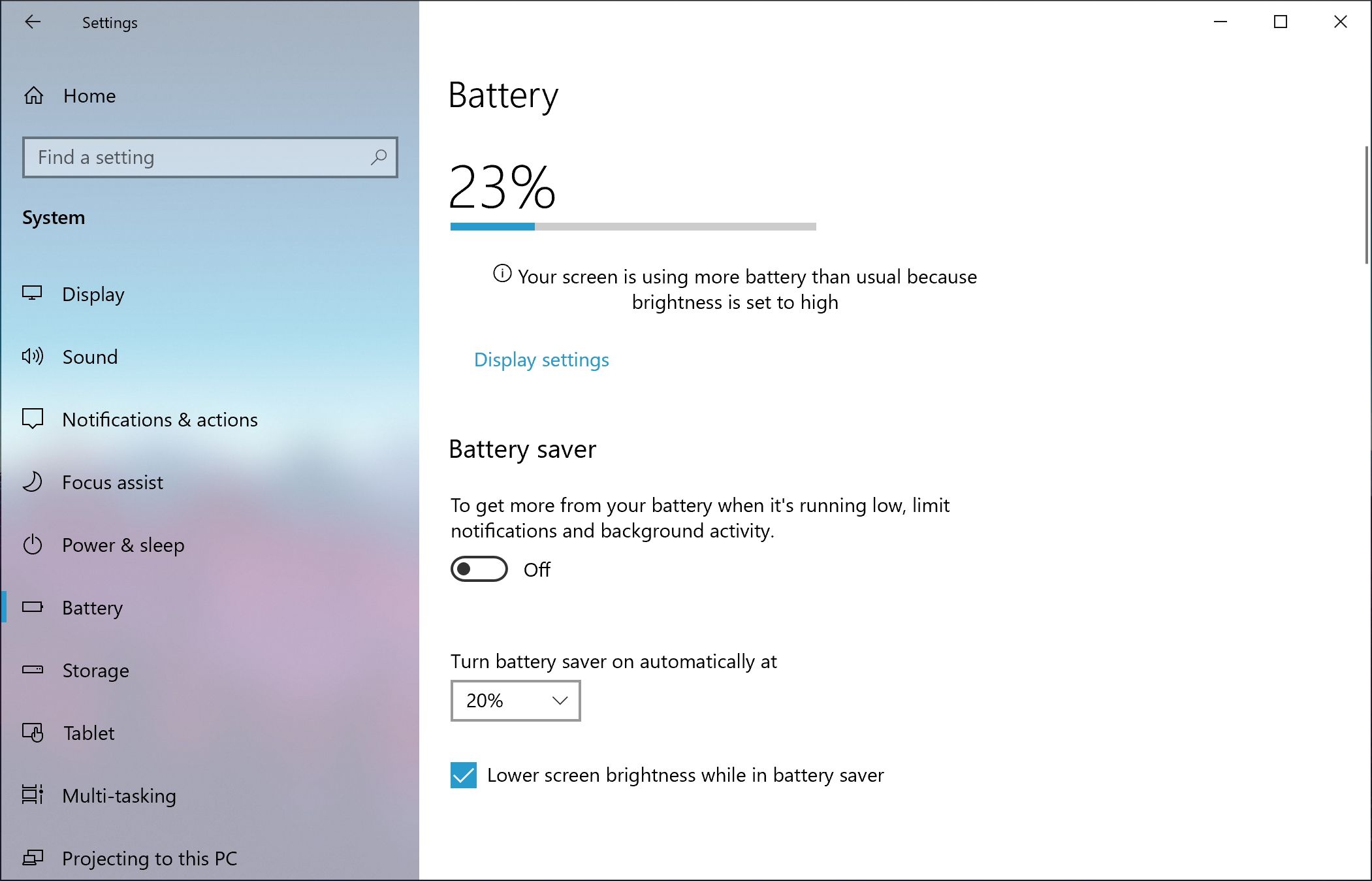 windows 10 battery settings