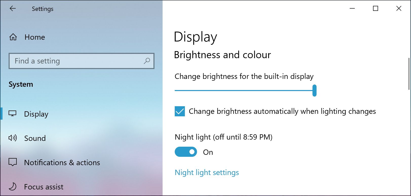 windows 10 display brightness