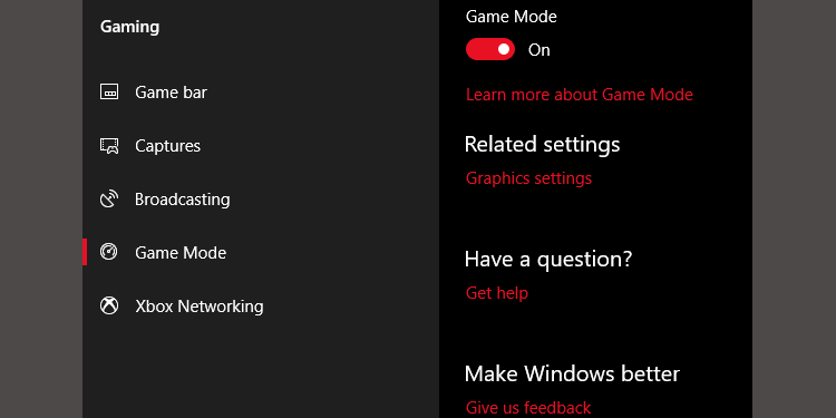 no option to turn on game mode