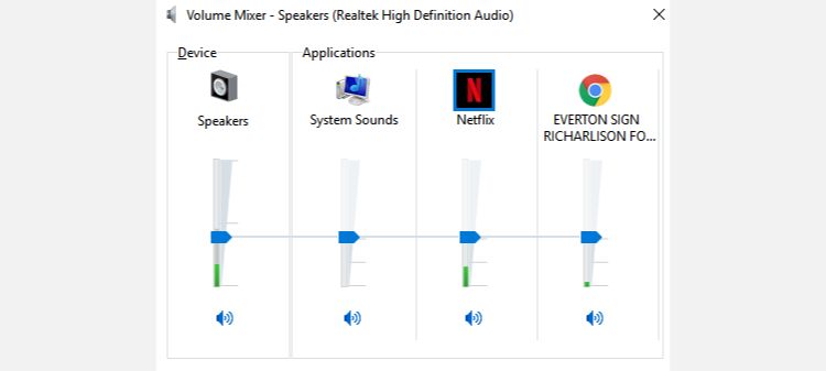 Windows 10's volume mixer