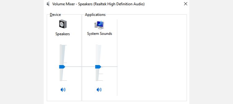 Accessing the volume mixer in Windows 10