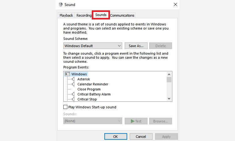 how to add sound schemes to windows 10