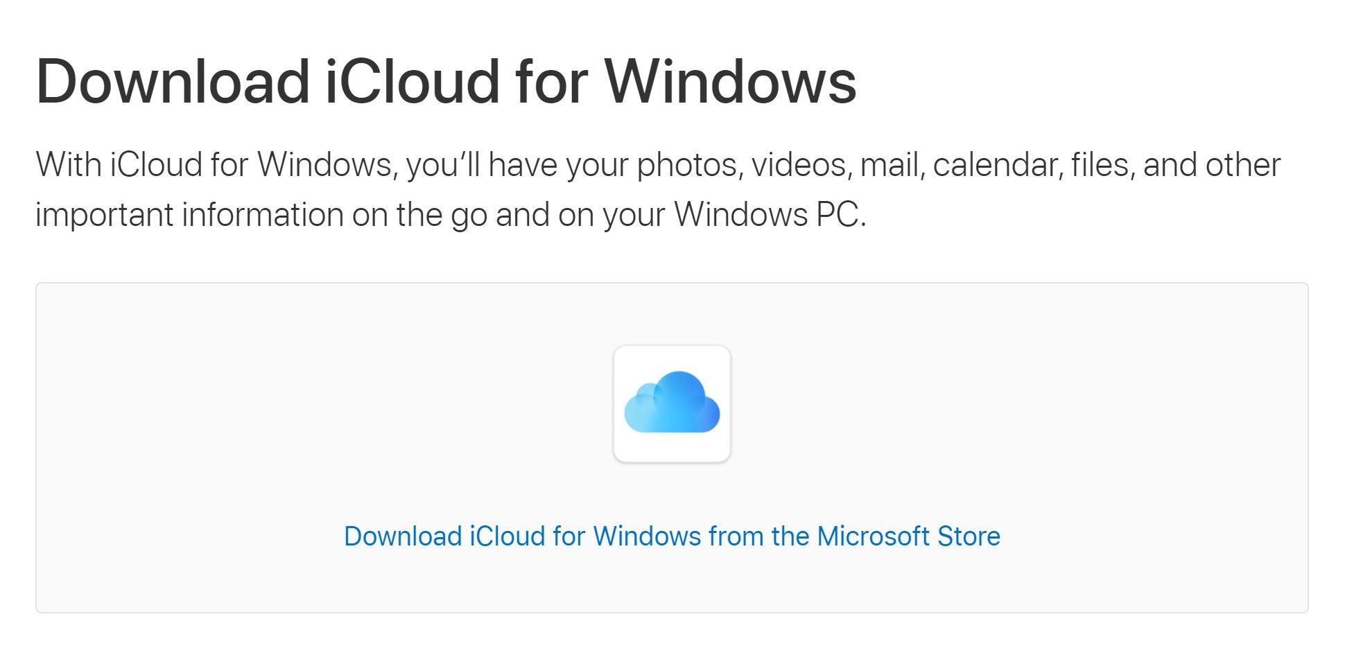 iCloud desktop app download option