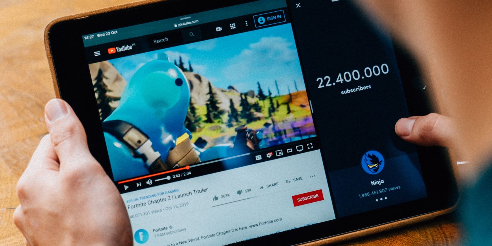 youtube on tablet