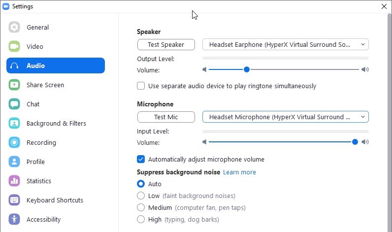 Zoom input settings