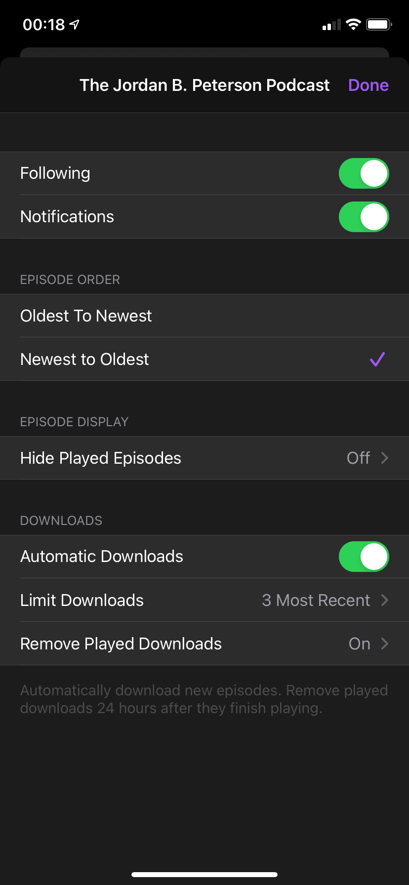 iPhone Podcast Options