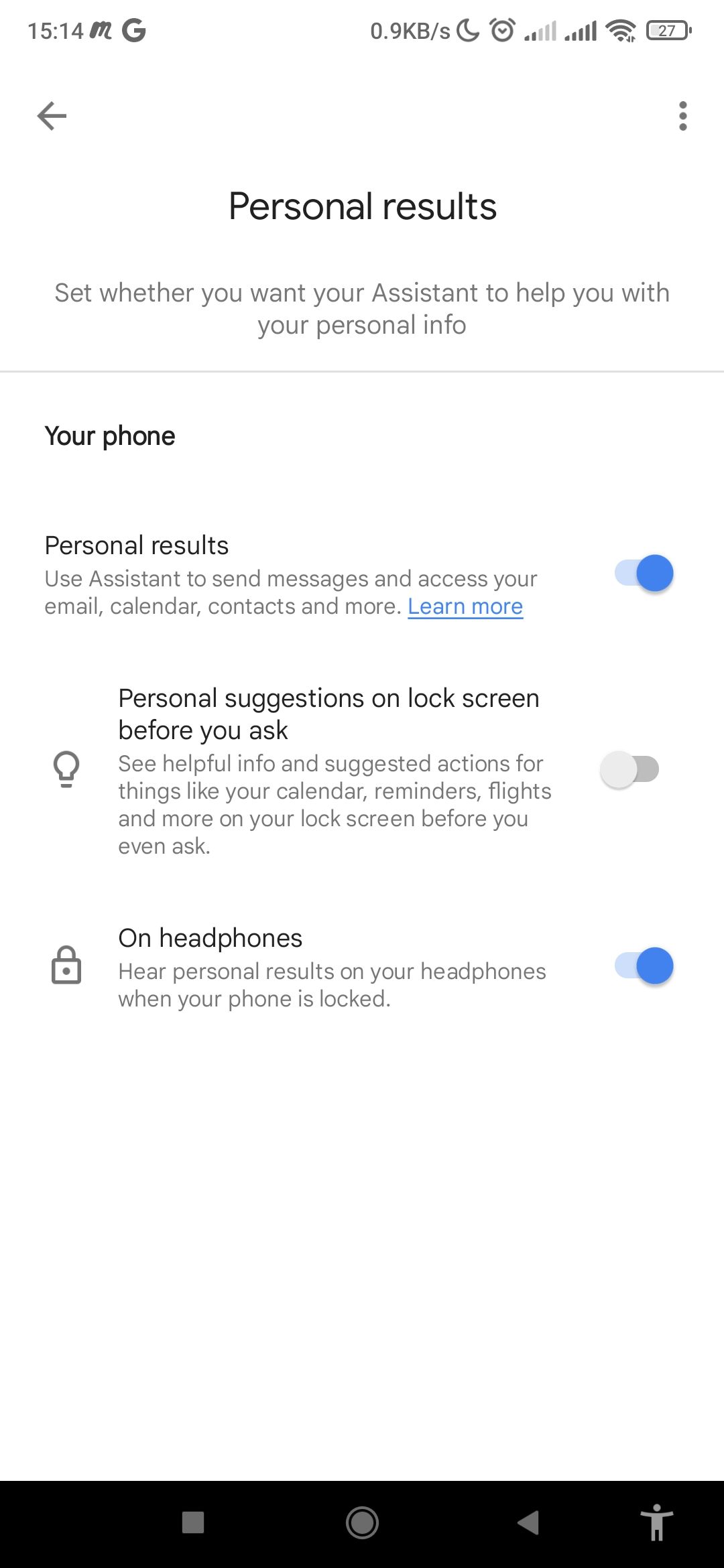 Personalize Google Assistant settings on your Android phone