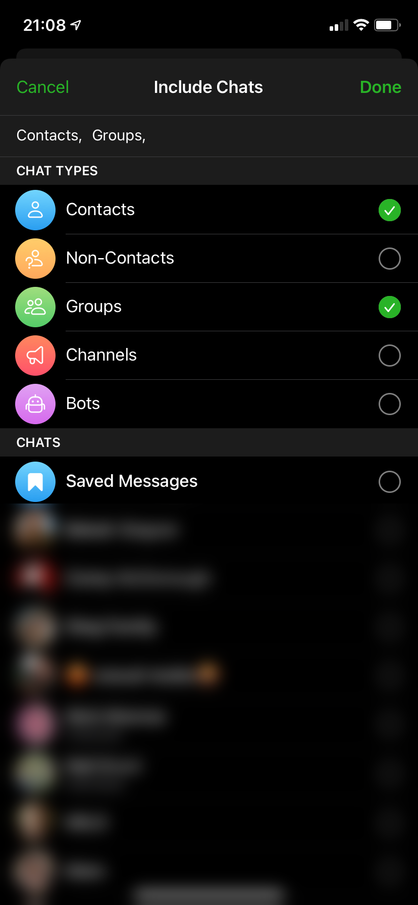 Telegram Add Included Chats