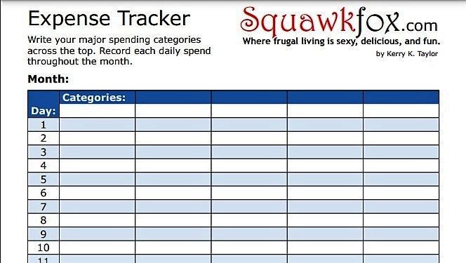 printable receipt tracker free