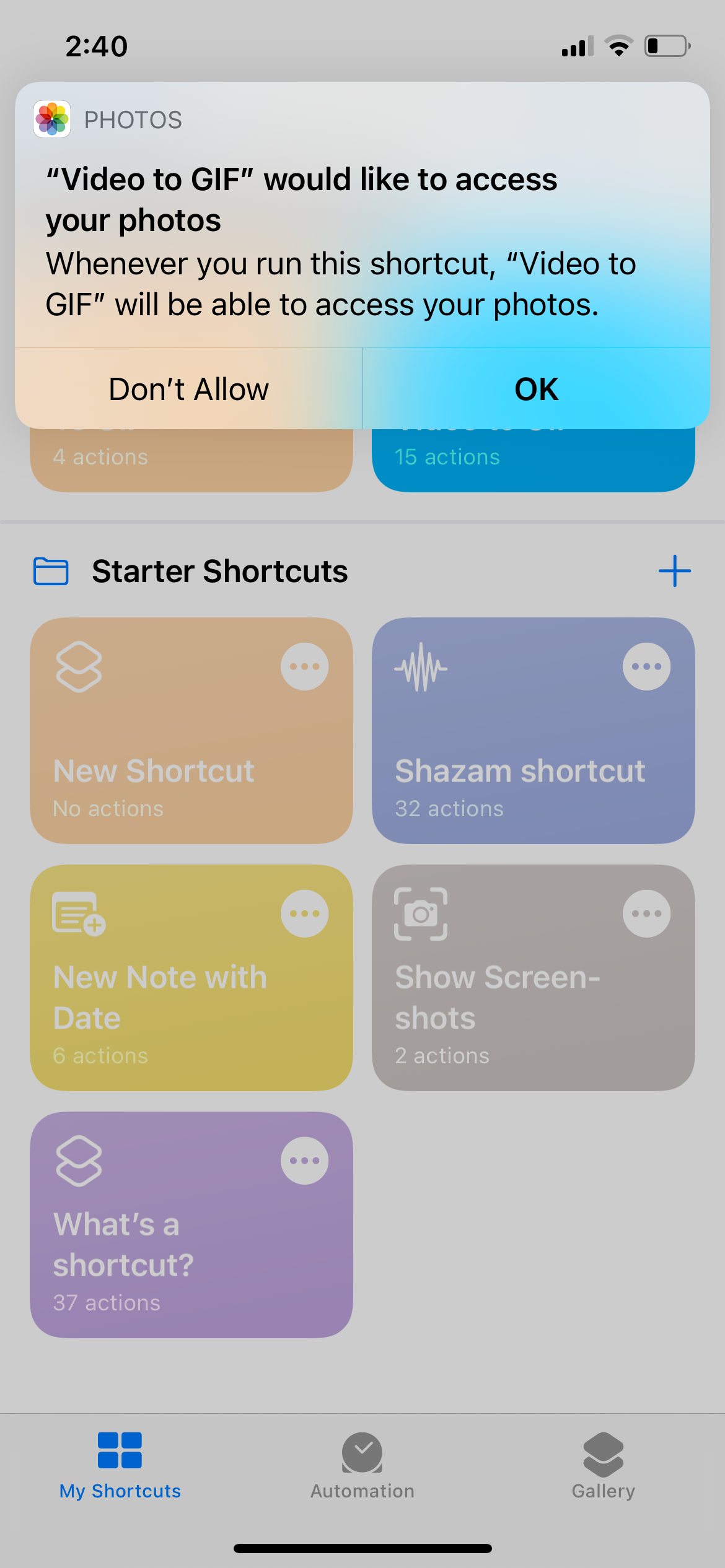 Add to Shortcuts Prompt