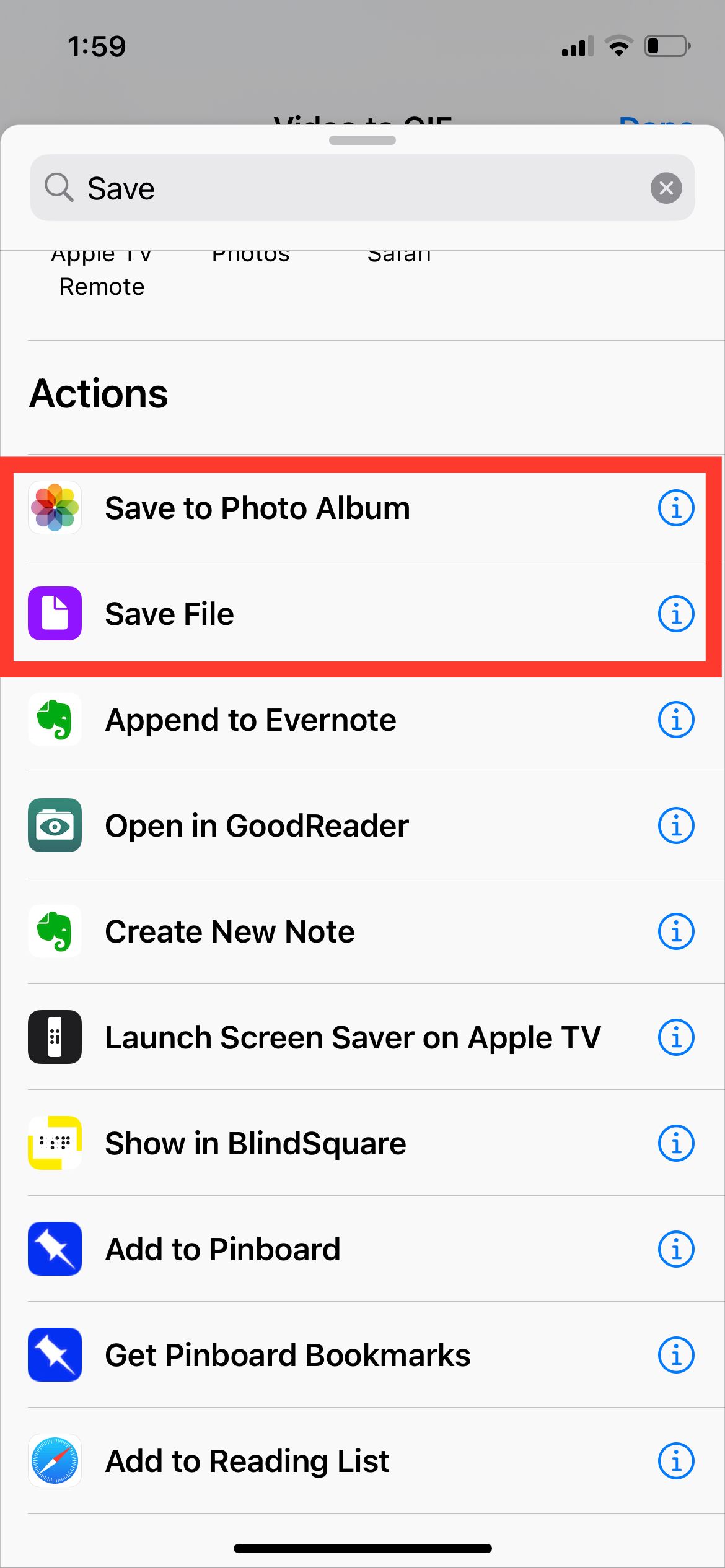 Adding Save Option on iPhone Shortcuts