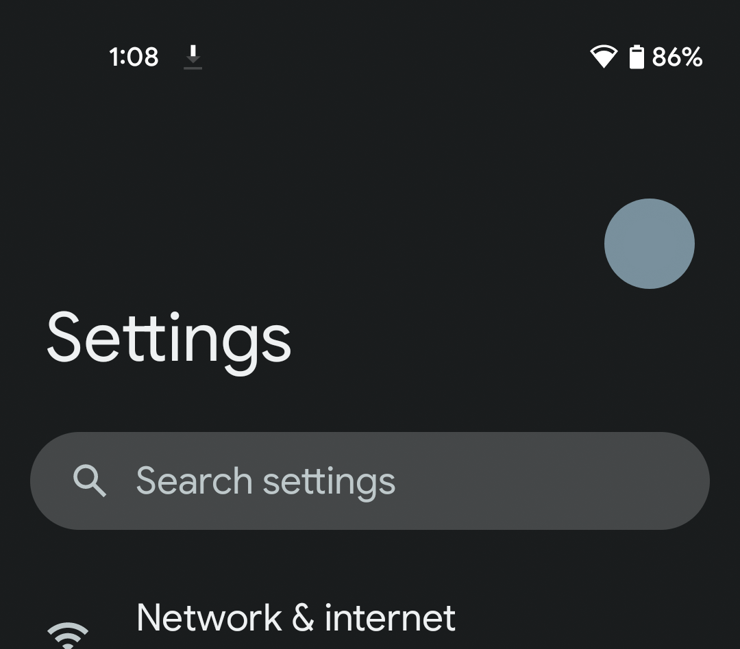 Android 12 Settings Top Toolbar