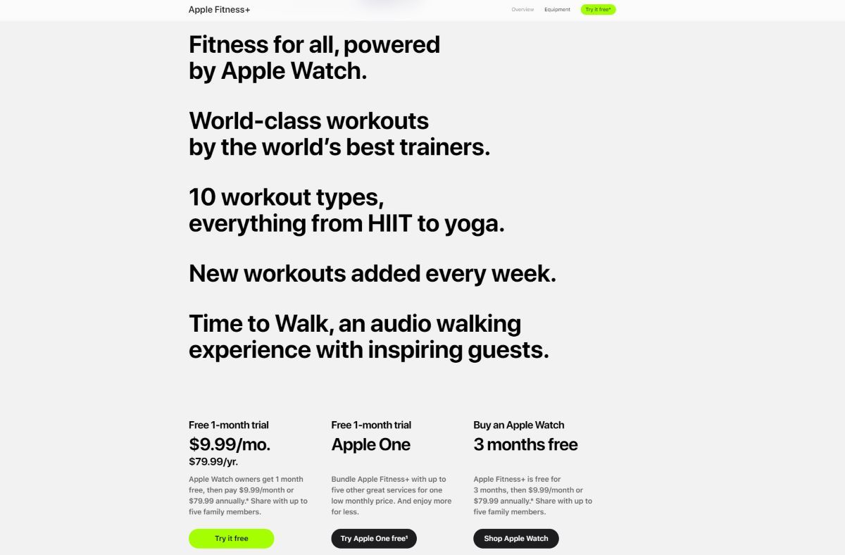 Apple Fitness Procing US