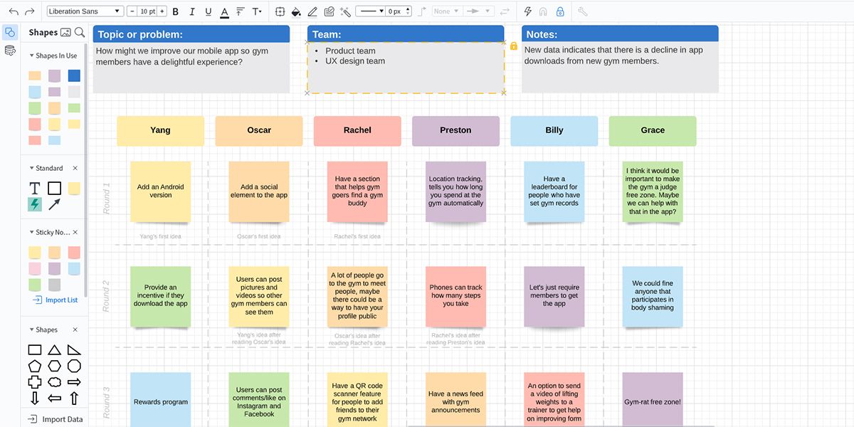 An image showing brainwritting template