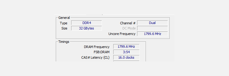 The CPU-Z RAM speed fields