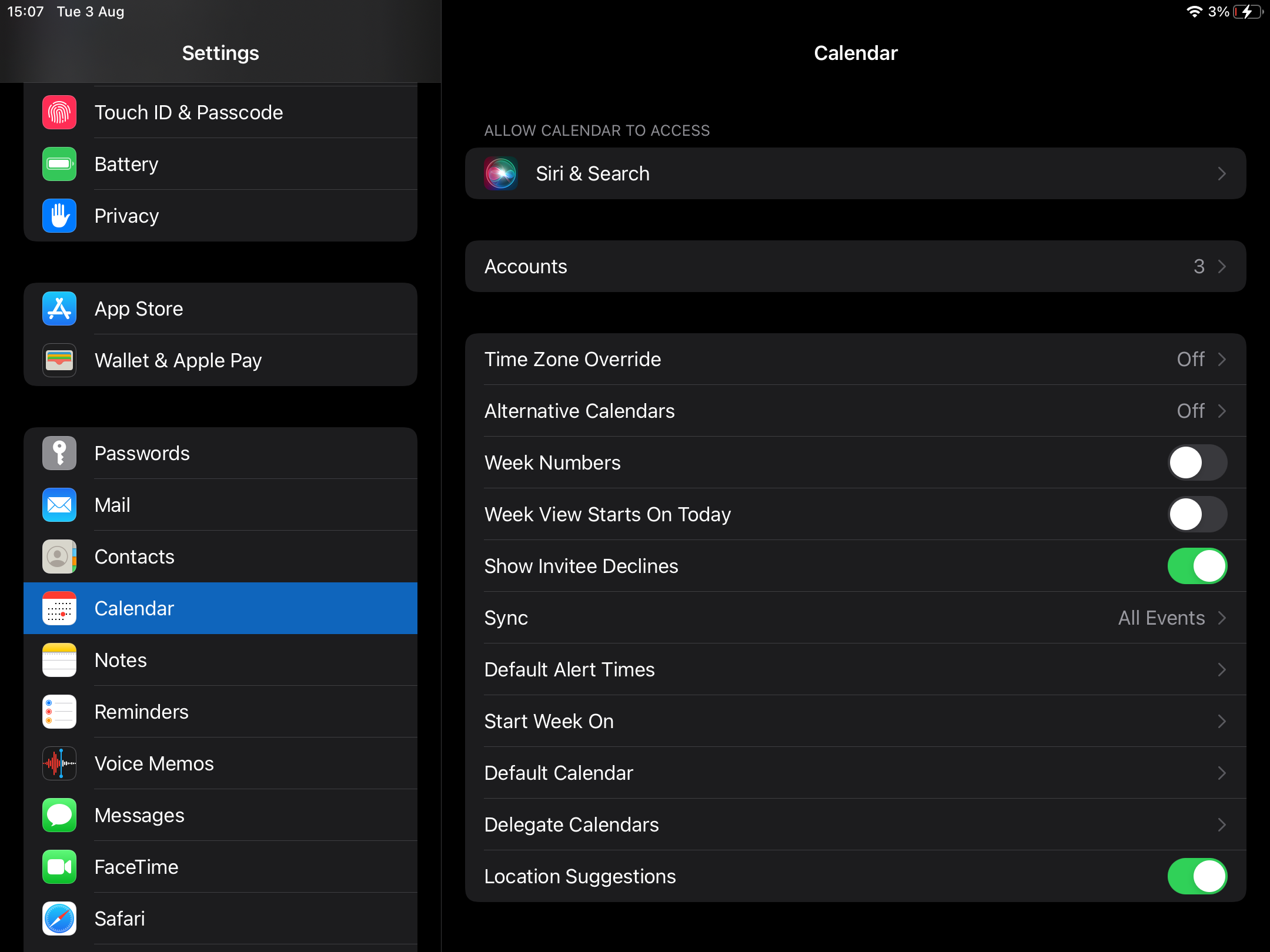 Calendar settings on iPhone or iPad