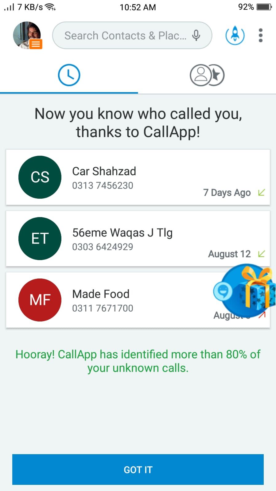 CallApp - Unknown Number Identified