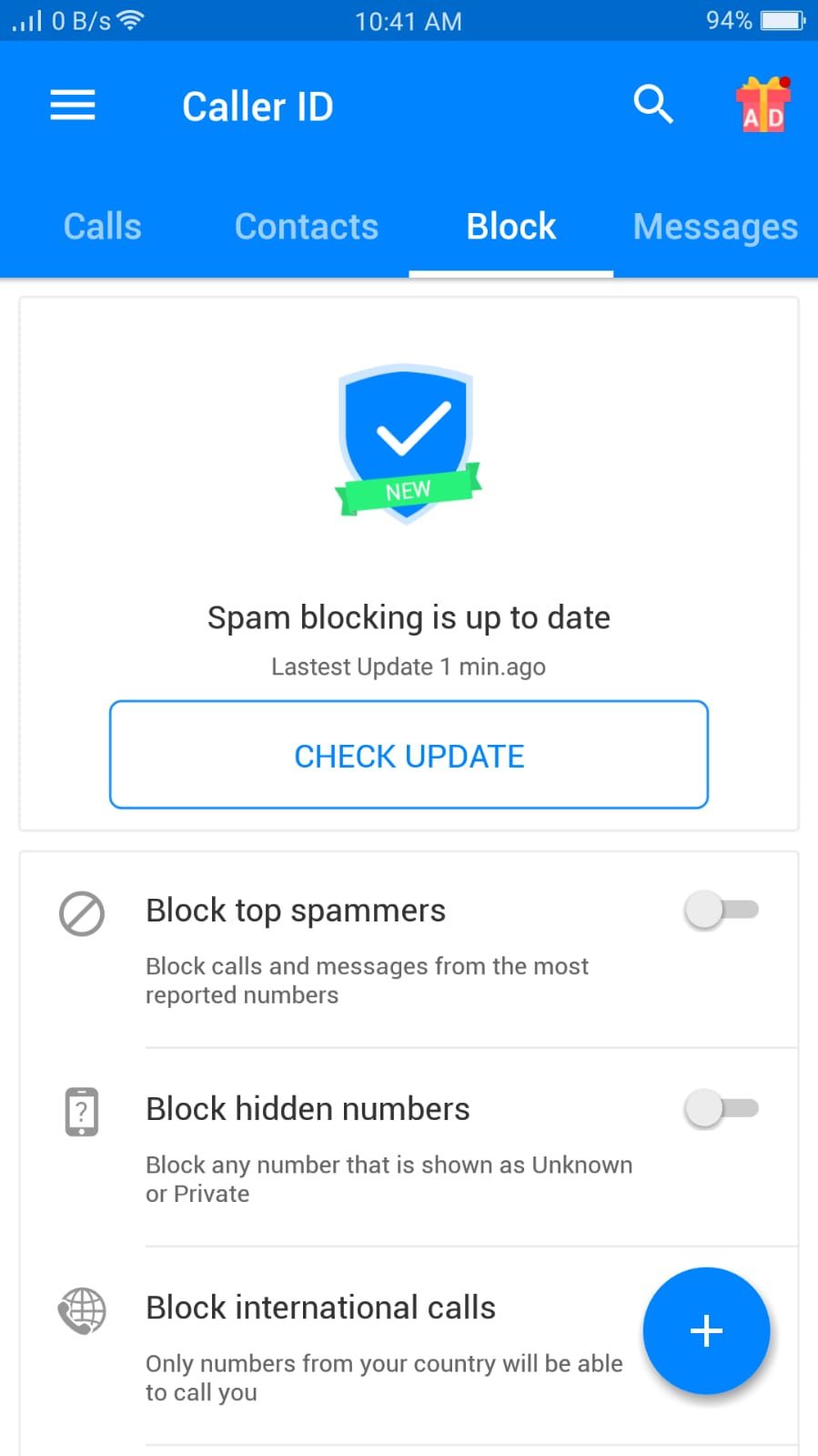 Caller ID - Spam Blocking Page