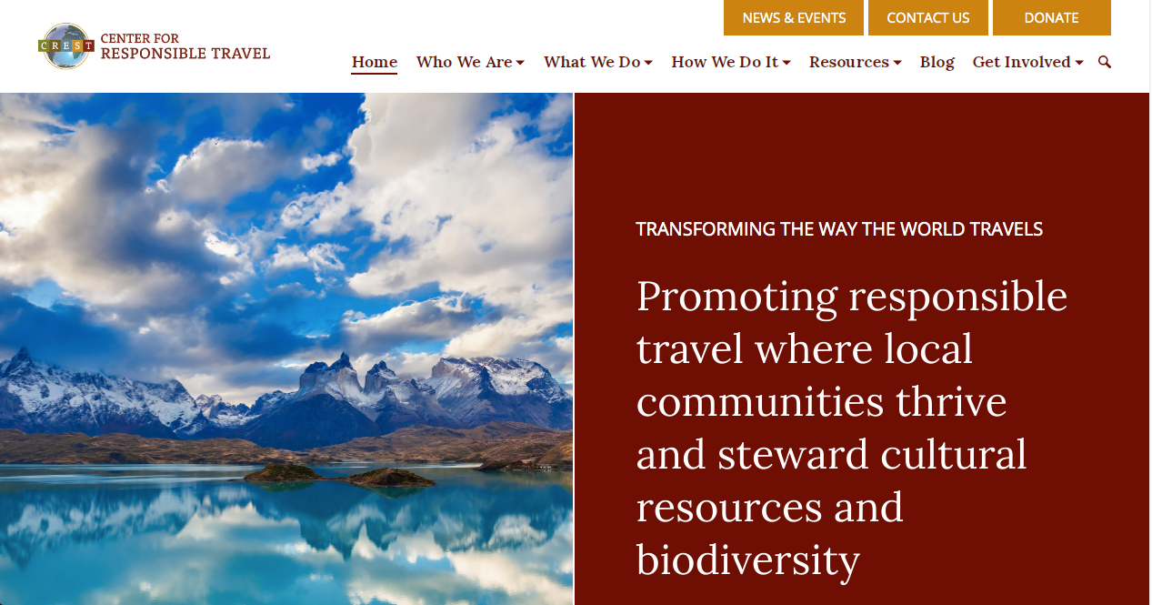 Screenshot of Center For Responsible Travel Website