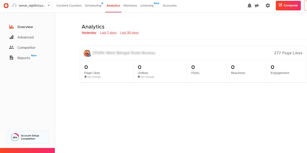 Social Media Analytics feature visualization in Crowdfire