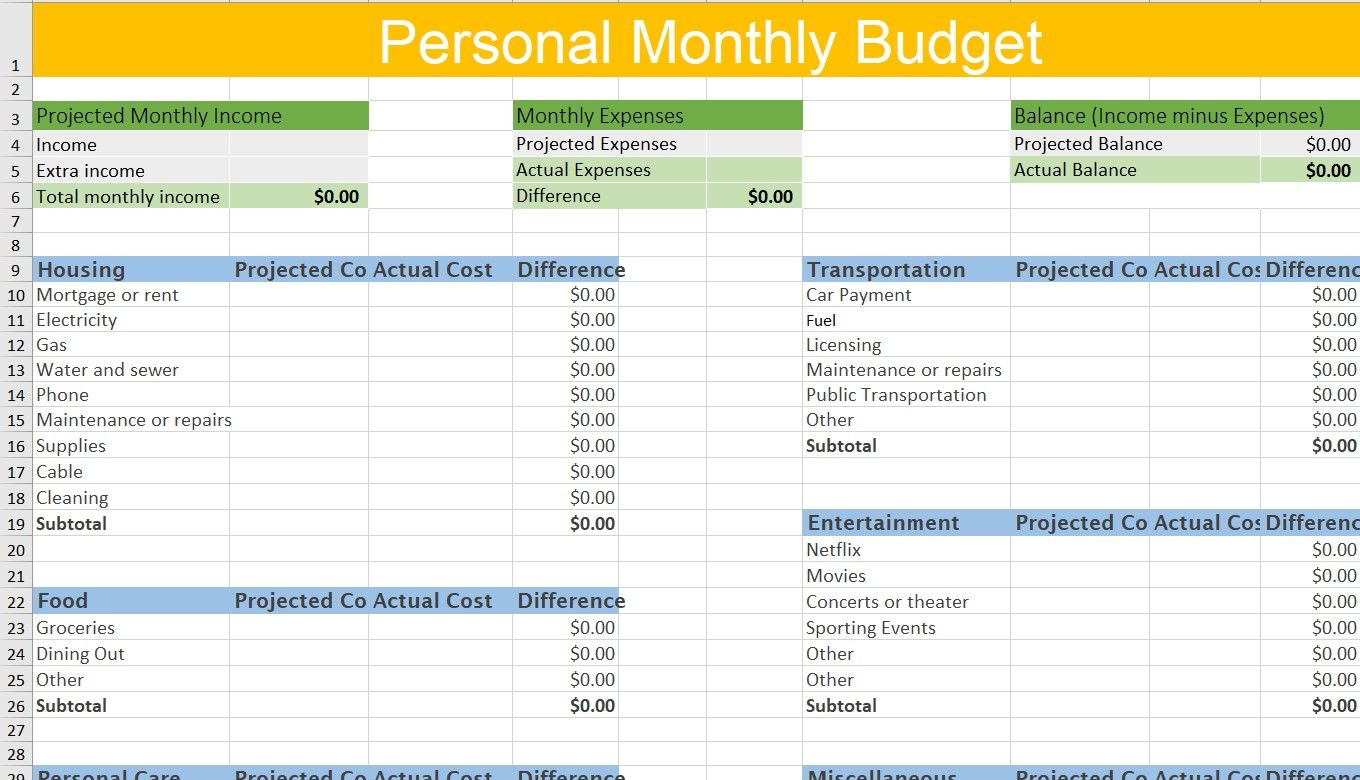 Excel Expense Tracker