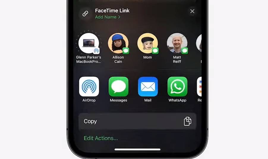 Sharing Link on FaceTime for iPhone