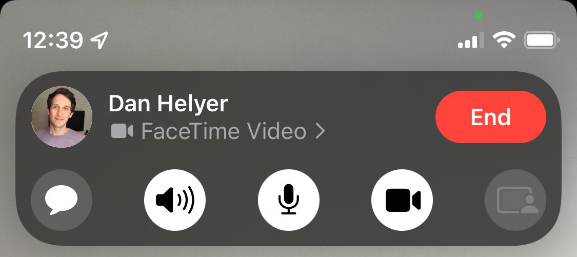FaceTime controls on iPhone