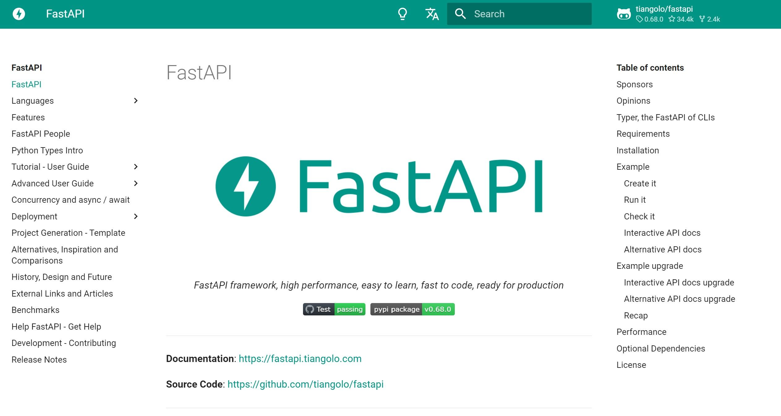 FastAPI website interface