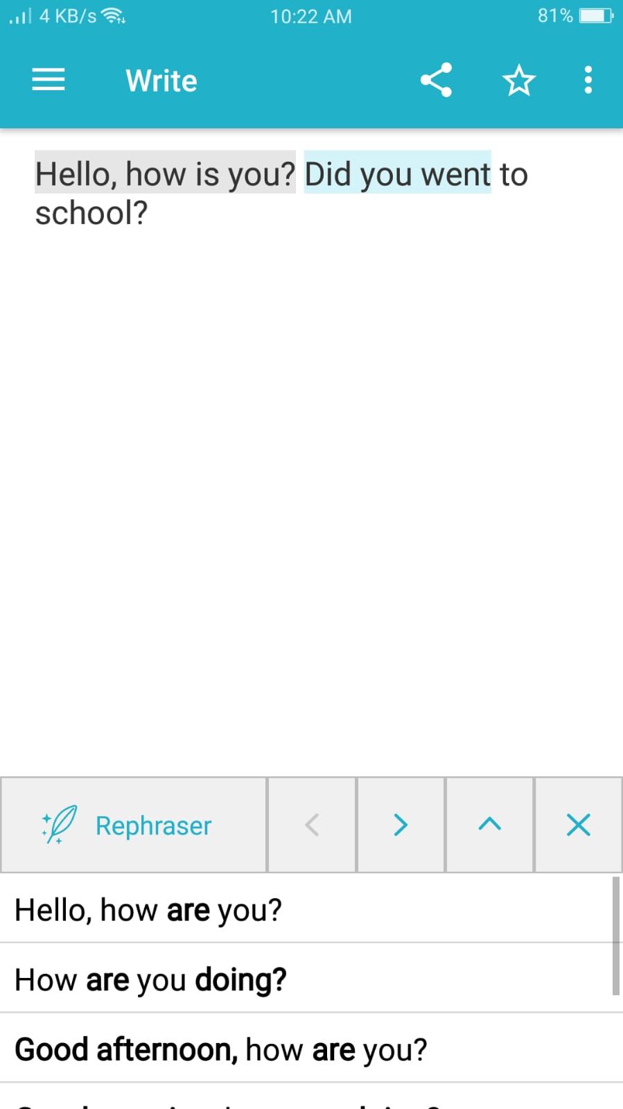 Ginger Keyboard - Rephraser Feature