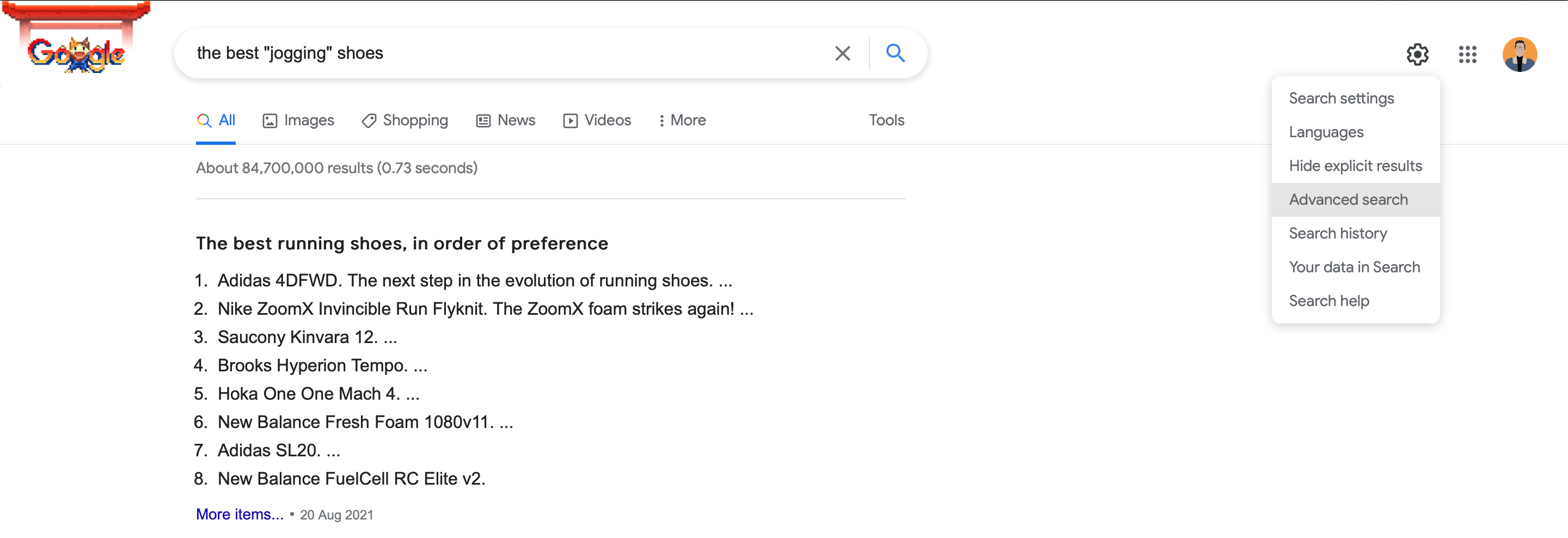Google Advanced Search Screenshot
