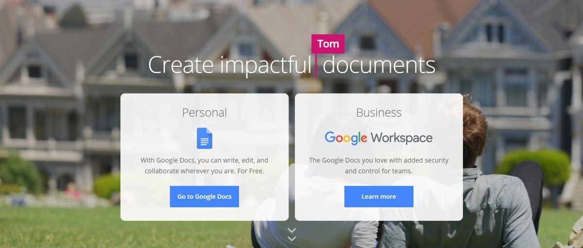 Google Docs Landing page