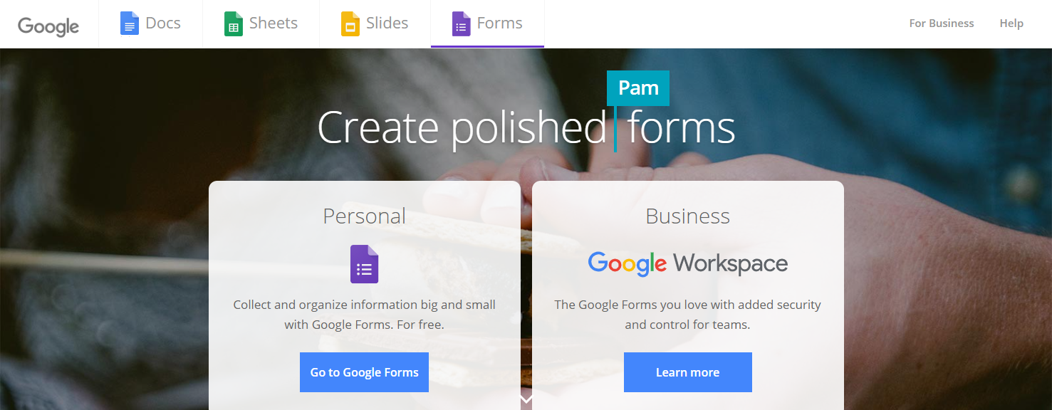 Google Form Landing Page Screenshot - I 6 modi migliori per creare moduli online