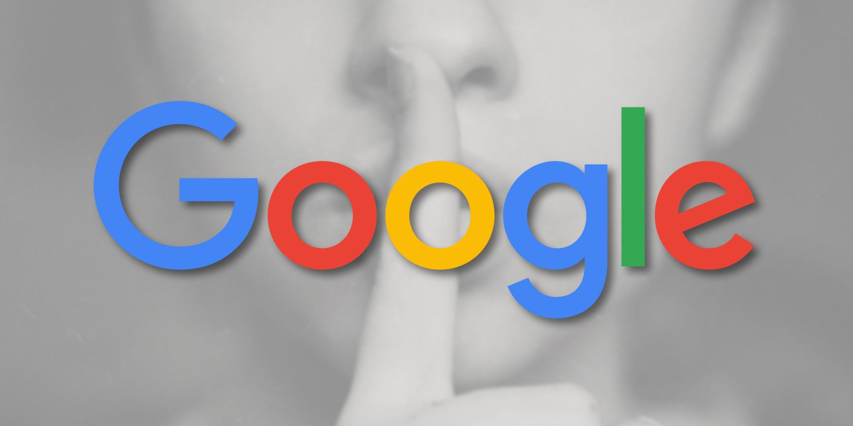 Google logo on a shushing lady