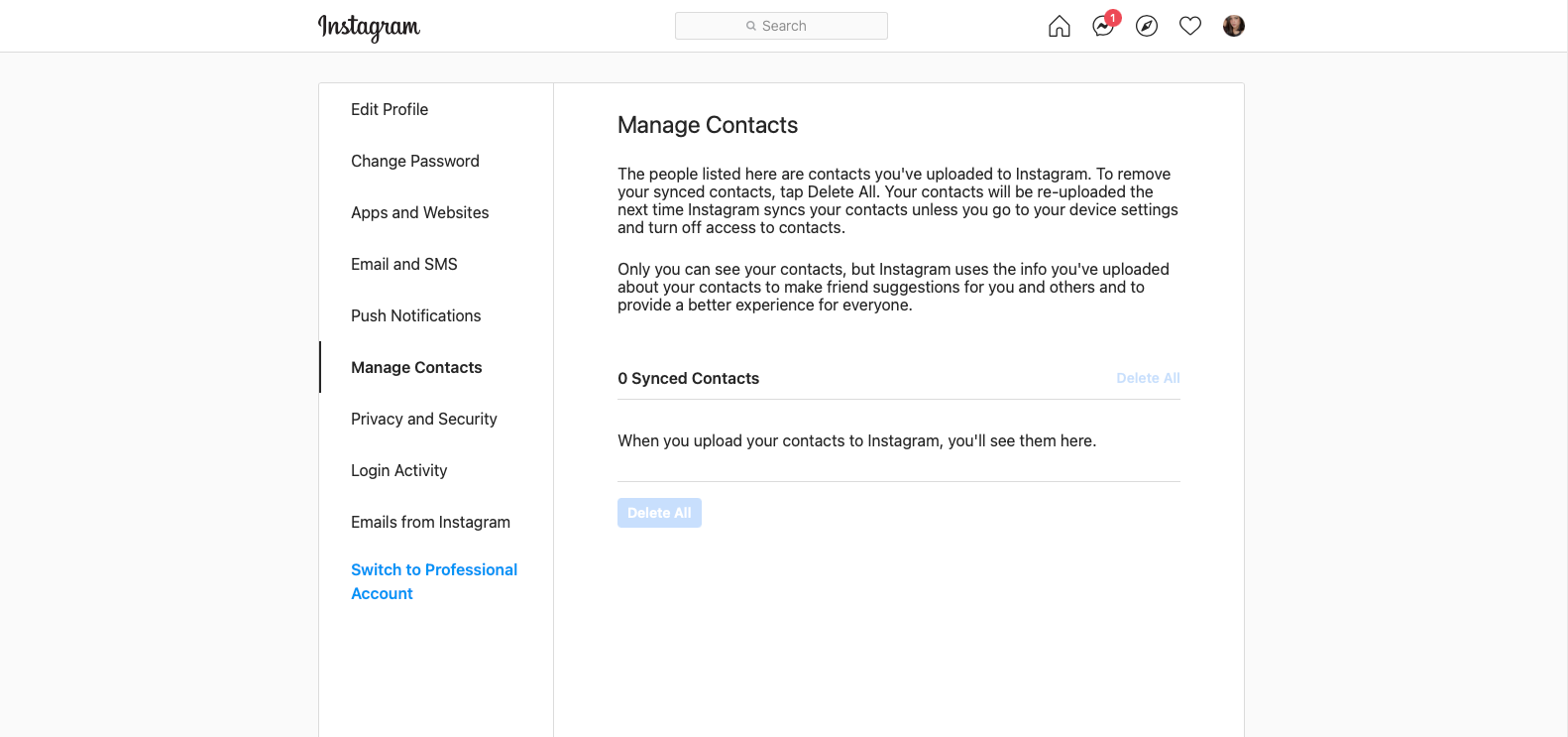 IG Manage Contacts Page