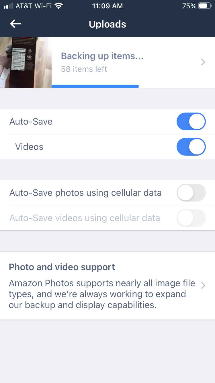 Auto Save feature in Amazon Photos app