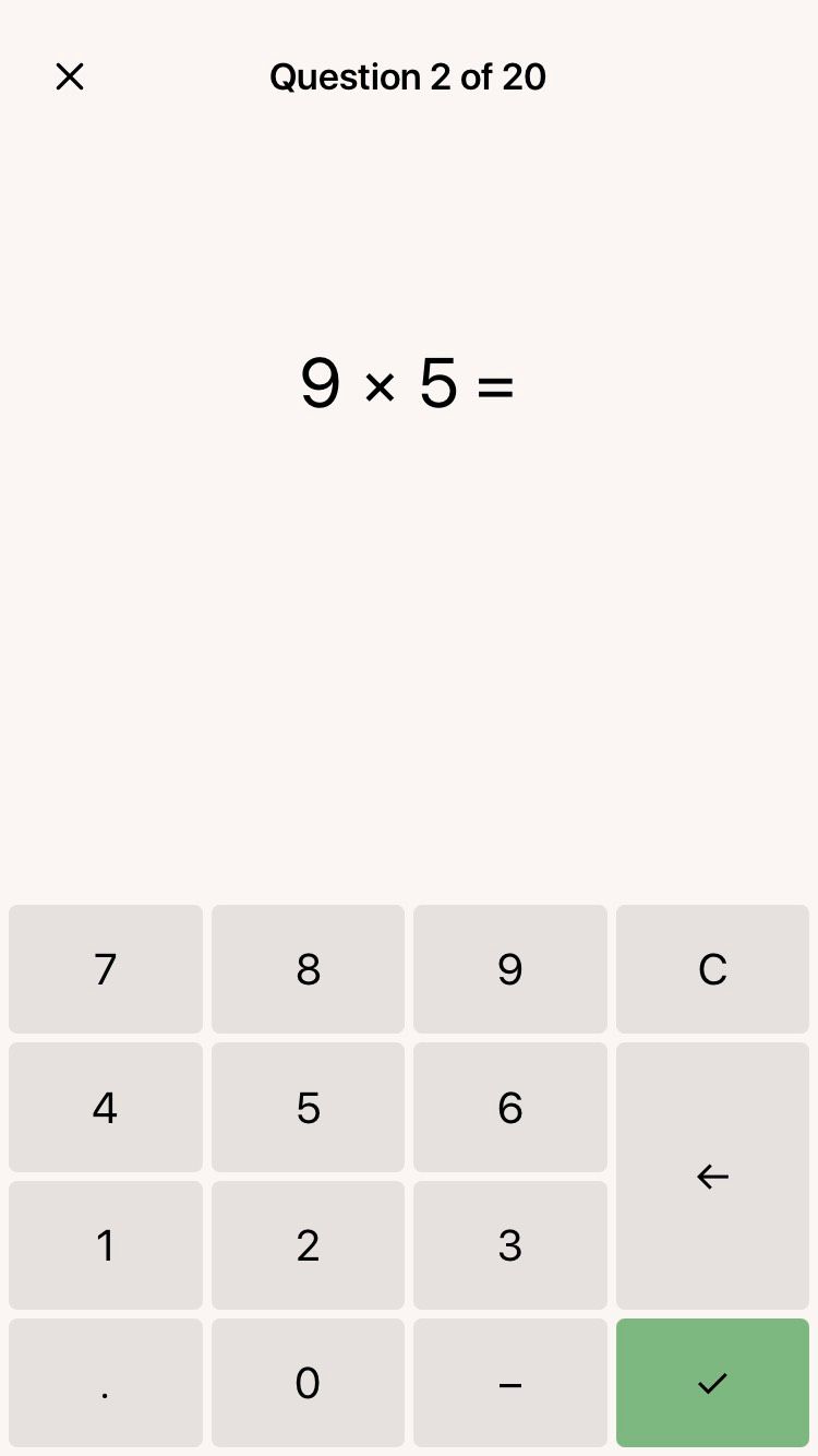 mental maths learning game question