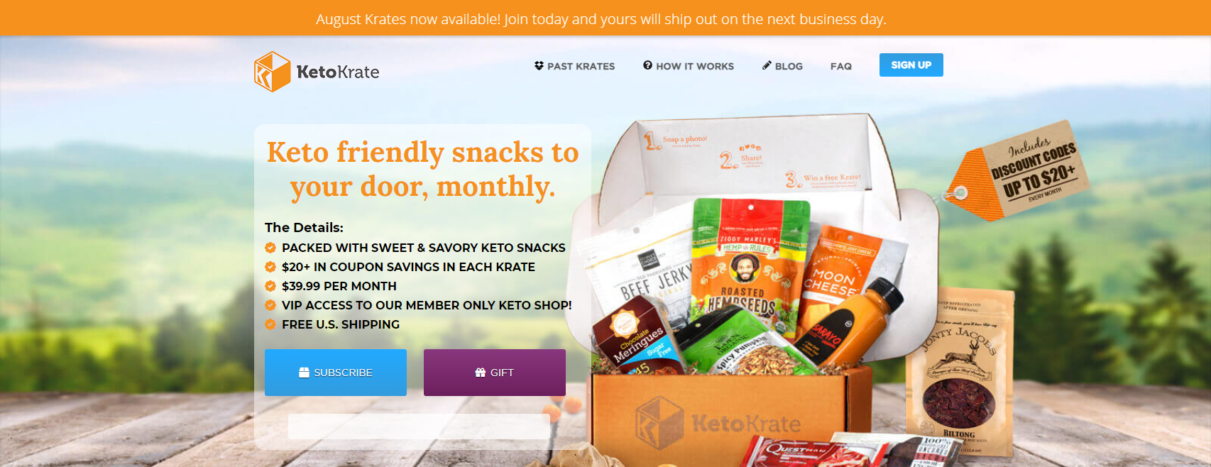 Die 7 besten Abo-Boxen für Snacks - KetoKrate Landing Page Screenshot