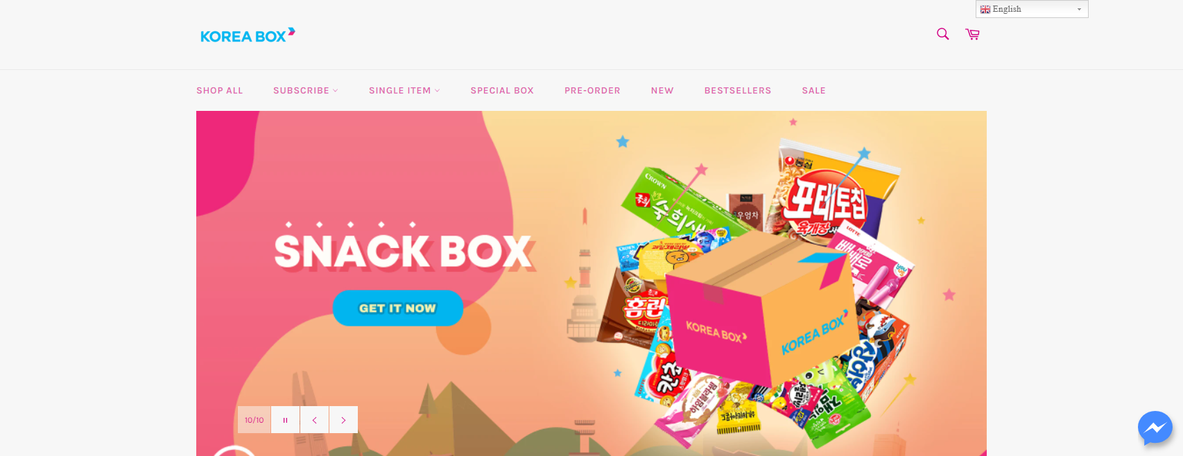 Die 7 besten Abo-Boxen für Snacks - Korea Box Landing Page Screenshot