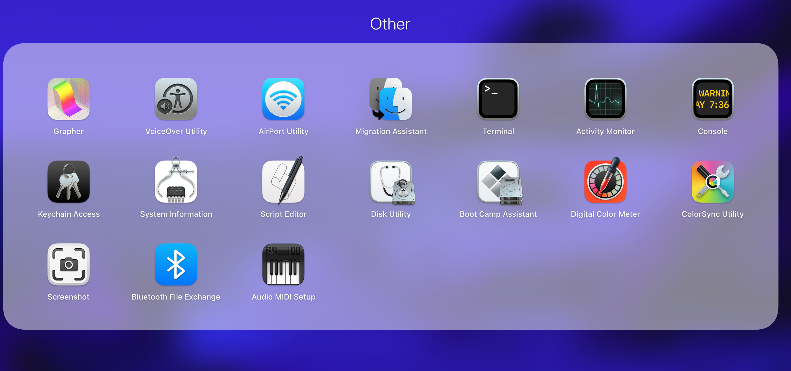 Other folder in macOS Launchpad