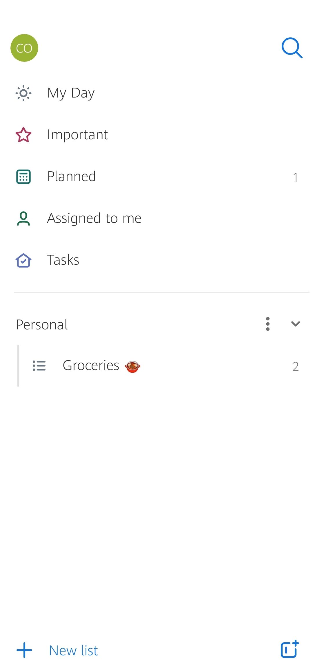 Microsoft To Do groups list