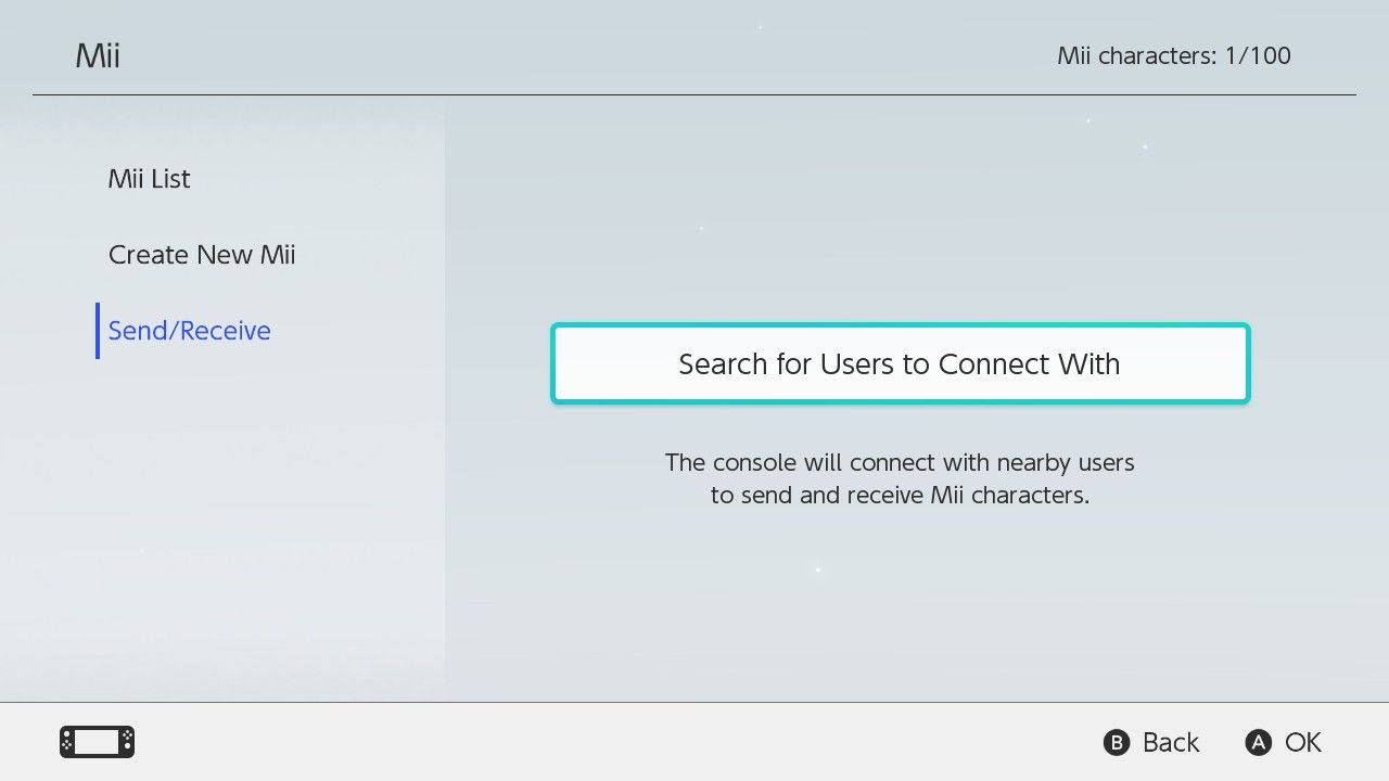 Nintendo Switch Send and Receive Mii