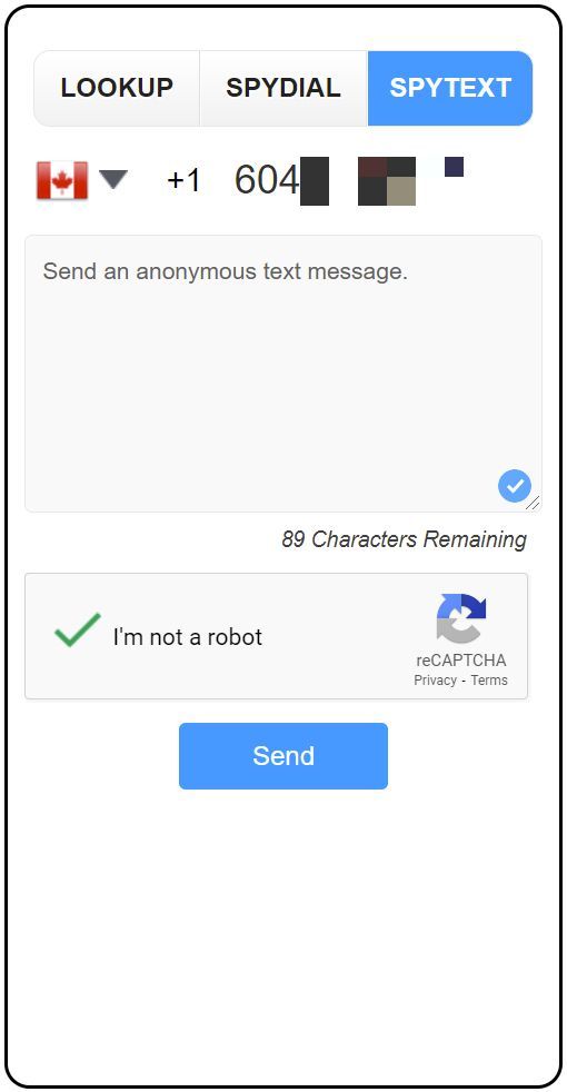 Send an anonymous text message with NumLookup