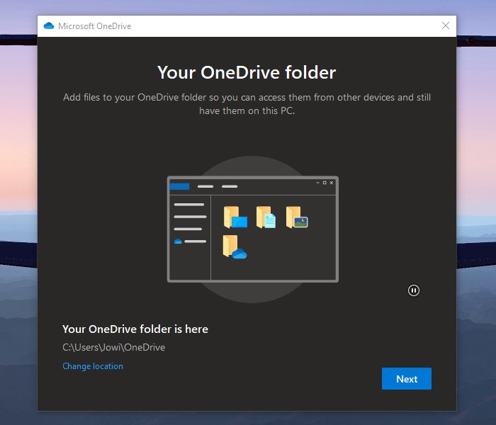 OneDrive Set Folder