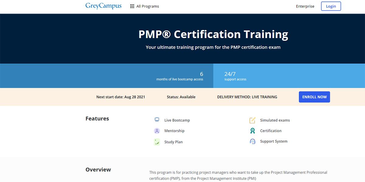 Online PMP Courses GreyCampus image of the website